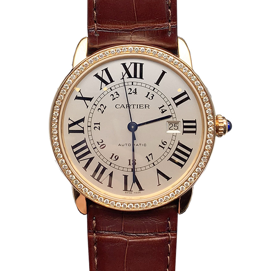 [9.5新全套]卡地亚solo系列自动机械玫瑰金精钢后镶钻日期显示男
