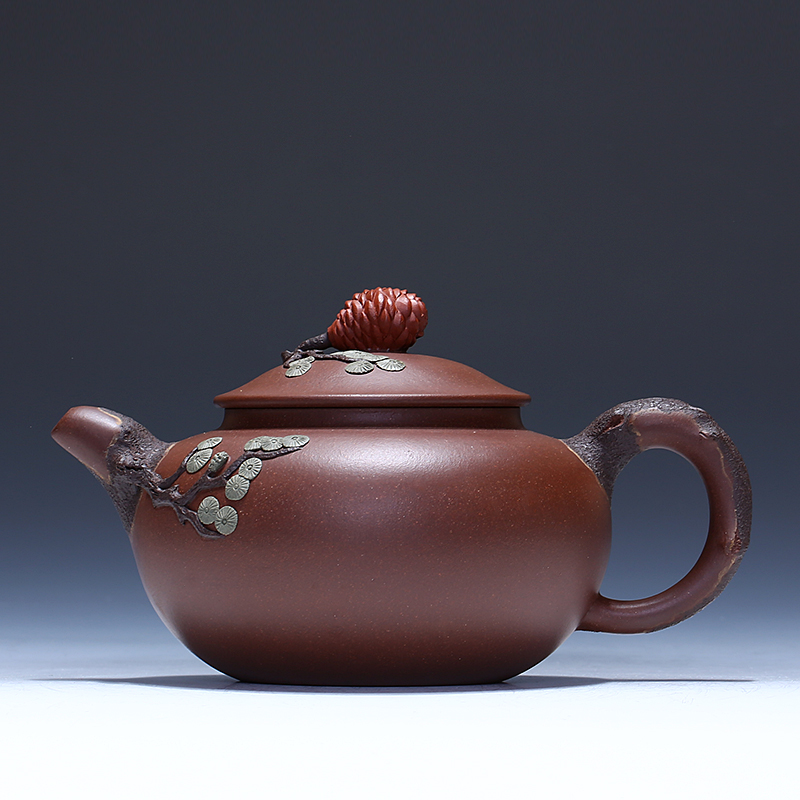 董老师 工艺美术师 花货 紫泥【云台听松】宜兴紫砂壶茶壶