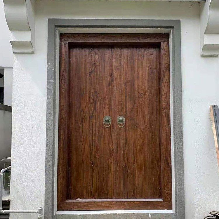 实木仿古大门中式别墅进户门围墙老式乡村榆木门会所庭院木质大门已售