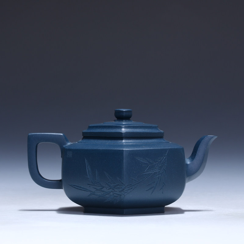 [1元起拍] 国工 陈老师 原矿天青泥六方雪华 保正品宜兴紫砂壶