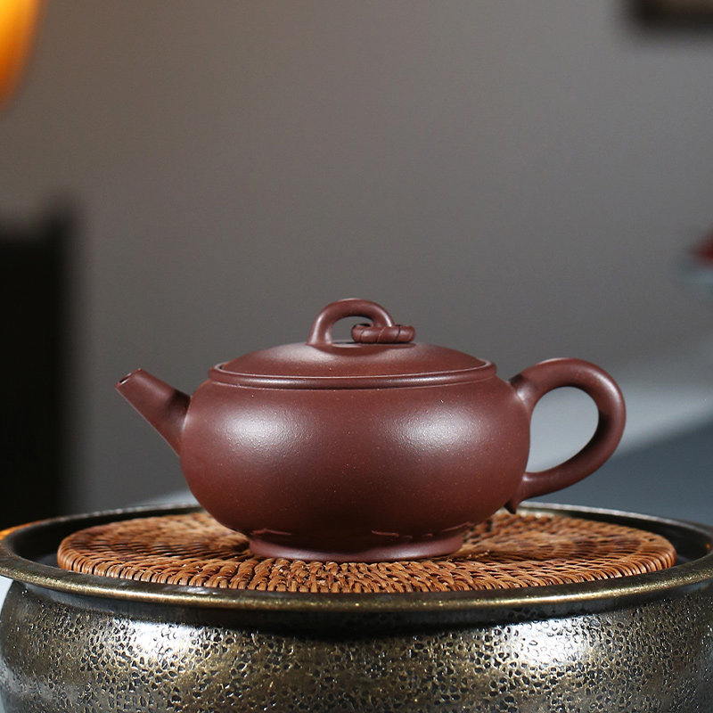 国高工 范老师 【全手工锦鼓壶】 原矿紫泥壶 紫砂壶茶壶