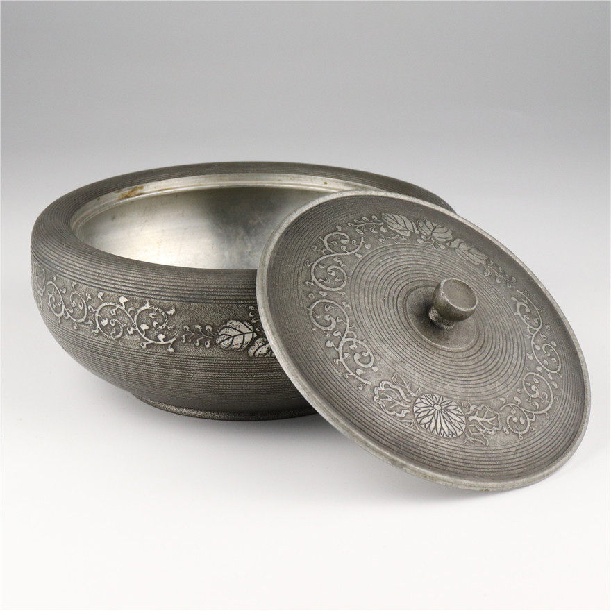 光线堂制 桐叶家纹 锡制果子器18122434