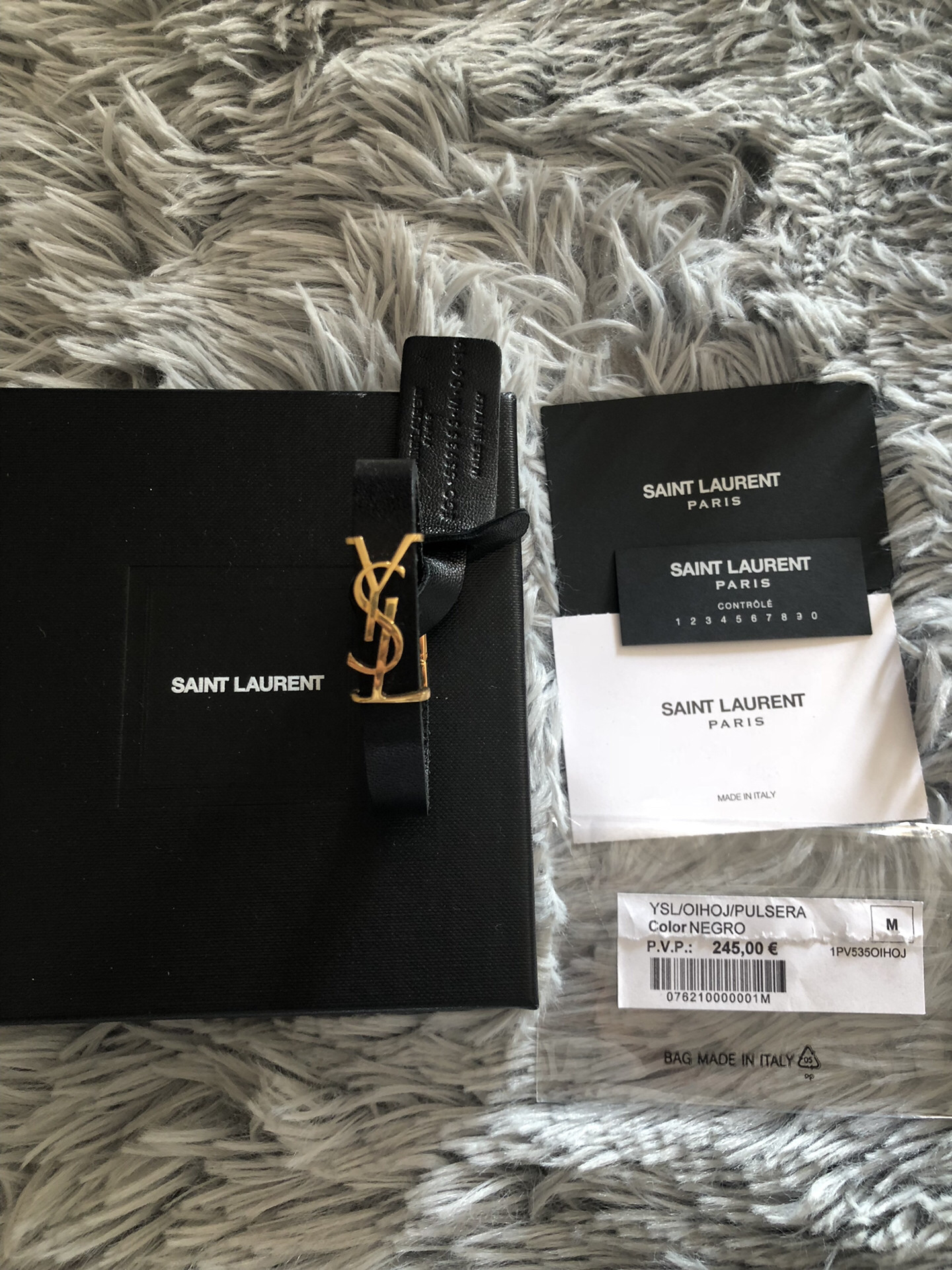 Saint Laurent Gold YSL Logo Bracelet — back