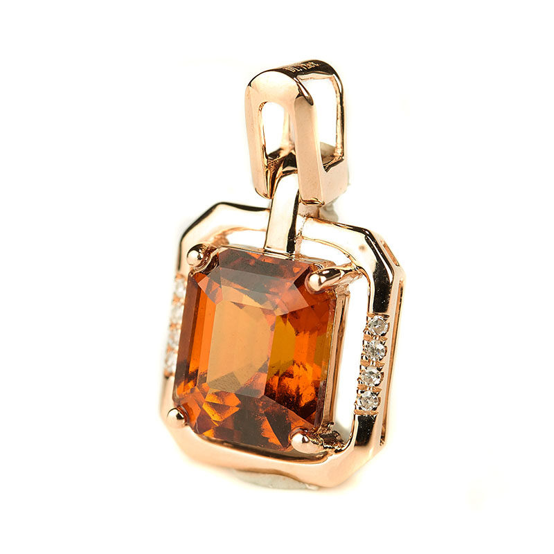 一元起拍 无保留价 主石1.72克拉 芬达石吊坠 火彩好 18k金镶钻石