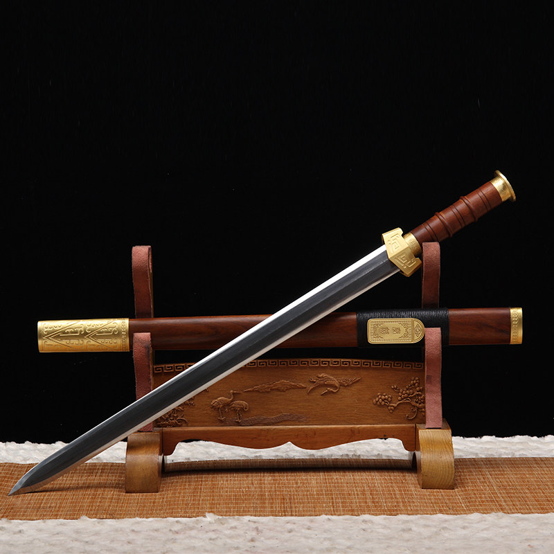 龙泉查长伟剑铺制宝剑工艺美术大师《百炼花纹钢八面秦剑》未开刃