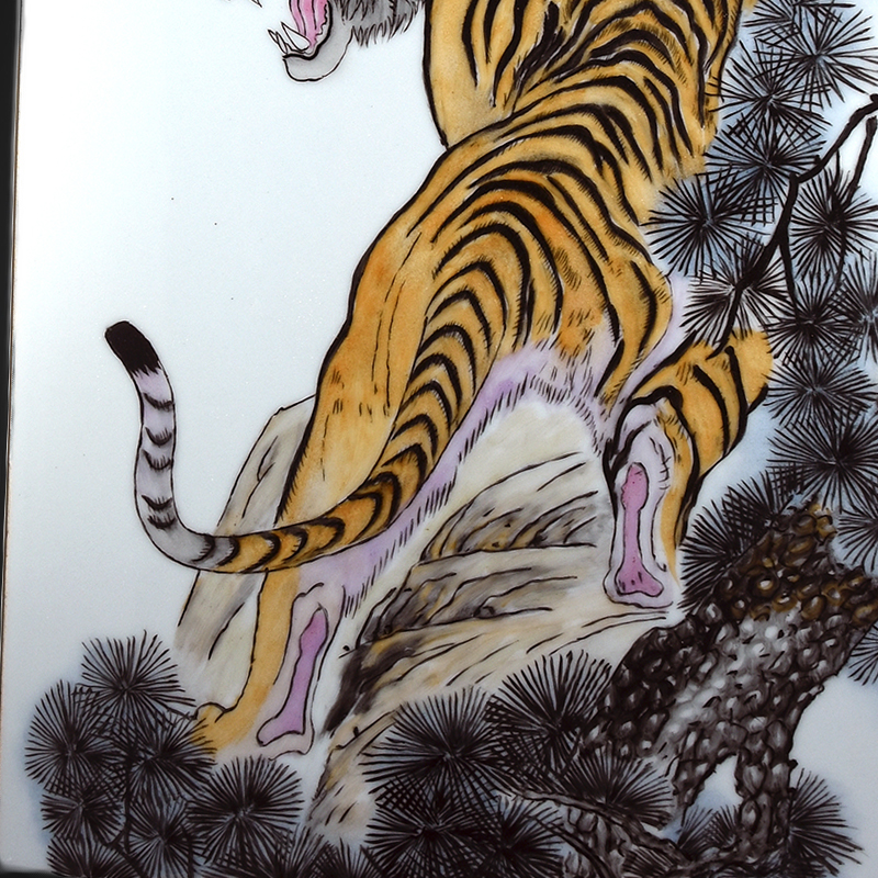 景德镇七十年代 艺术瓷厂 美研室 手绘瓷板画 虎踞龙蟠