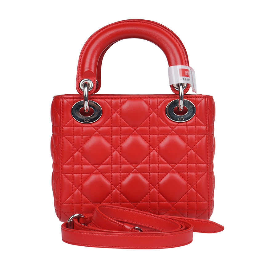 [9.5新]dior迪奥女士lady dior红色三格戴妃包手提包