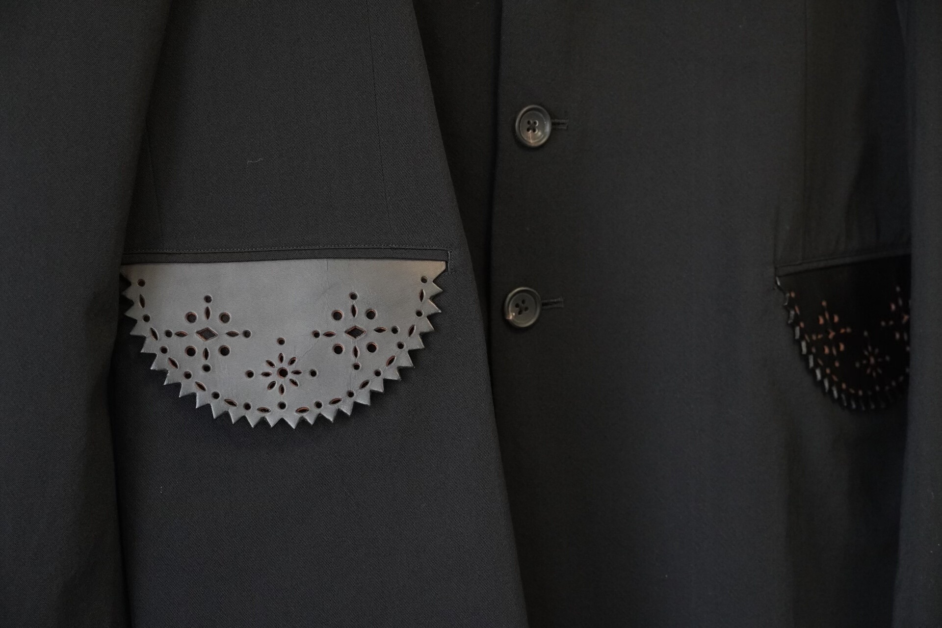 Yohji Yamamoto 96SS Wool Leather Patchwork Jacket — front