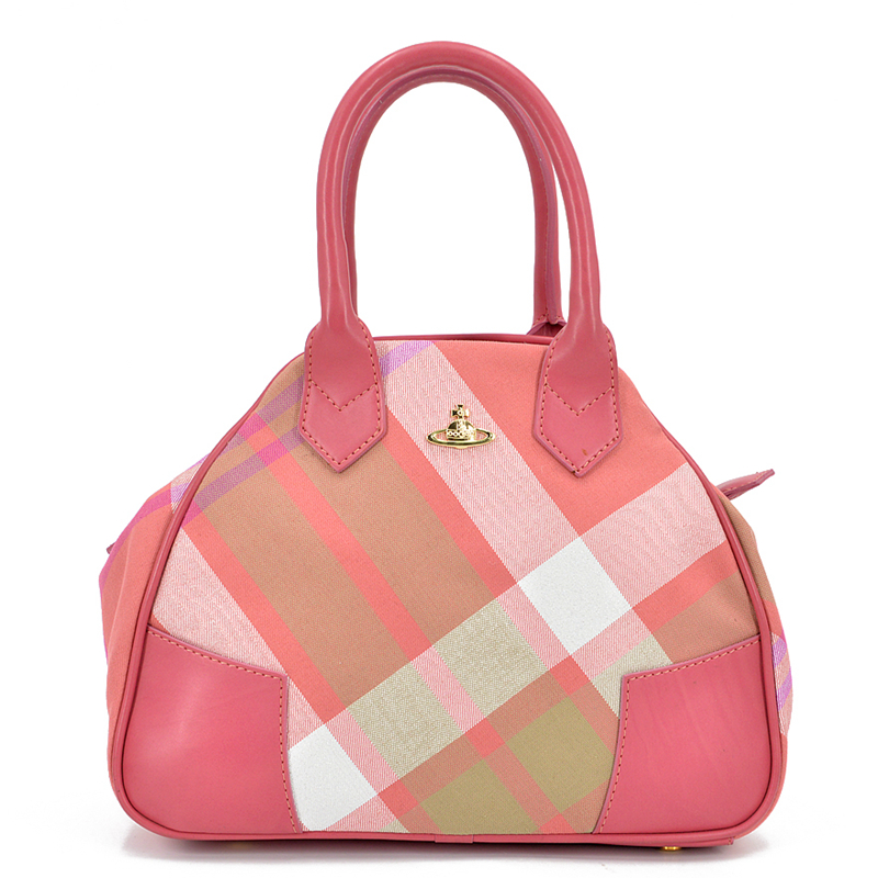 [9.8新]薇薇安韦斯特伍德vivienne westwood粉色格纹帆布单肩女包