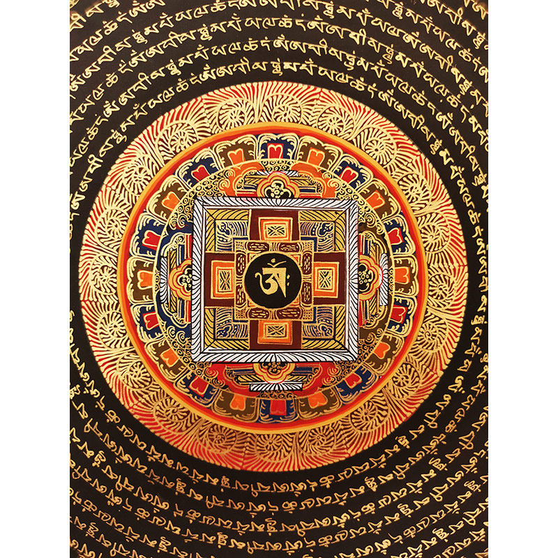 混合金彩绘六字大明咒坛城唐卡2026 jiban lama作品