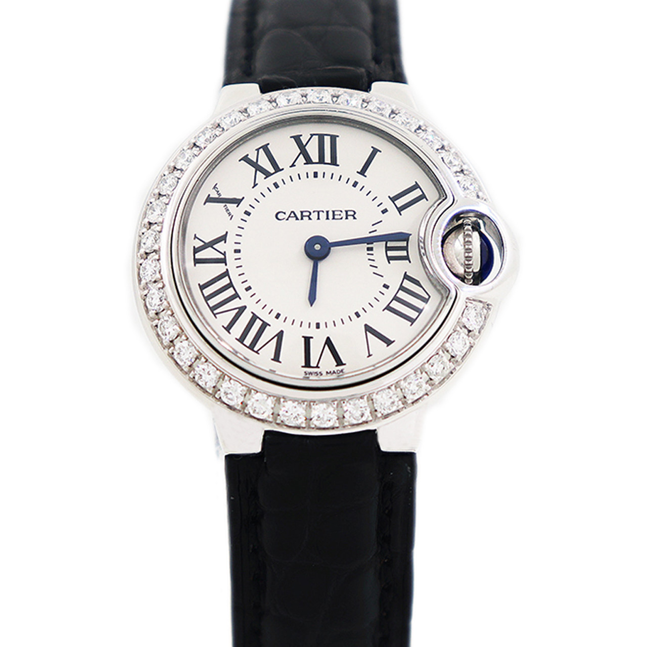 [无保留价]9.5新卡地亚女表正品cartier蓝气球后镶钻石英女士手表