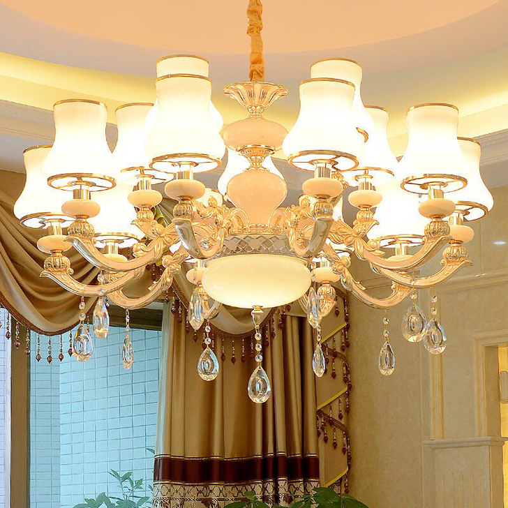 客厅吊灯简欧式现代简约饭厅餐厅卧室书房锌合金水晶灯饰灯具套餐