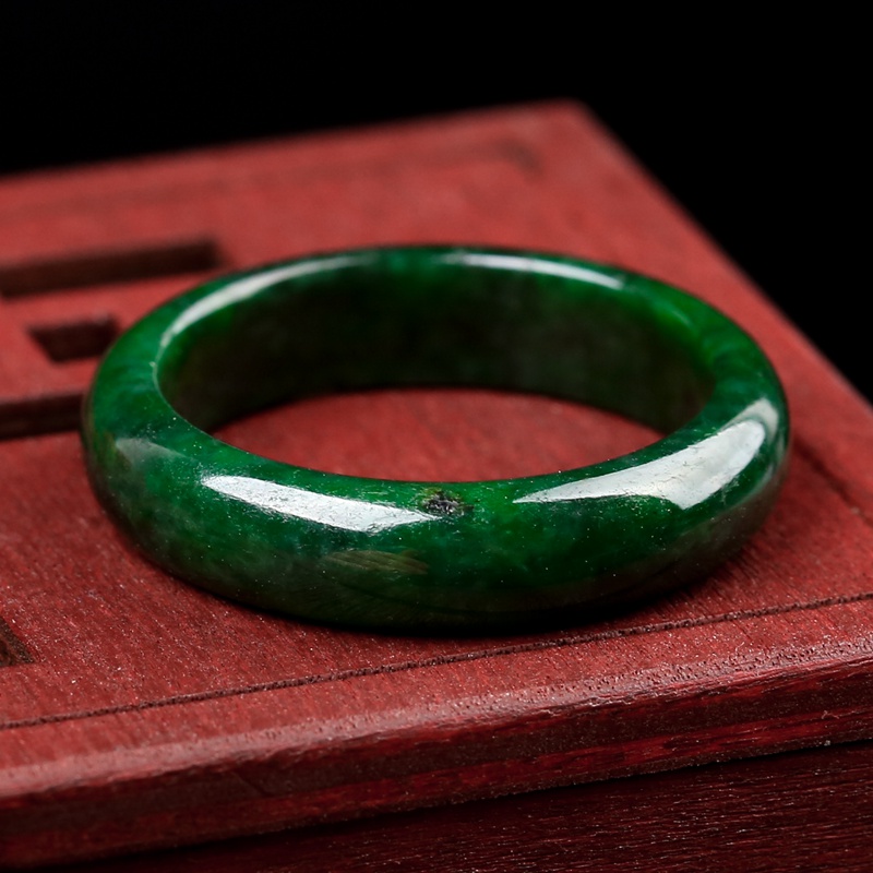 拍卖(珠光宝气)缅甸天然翡翠a货老坑满绿玉指环-戒指-2.28g