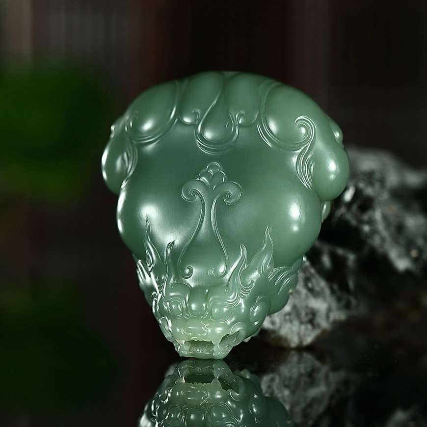省级玉石雕刻大师王建忠作品【貔貅】和田玉碧玉貔貅挂件 z