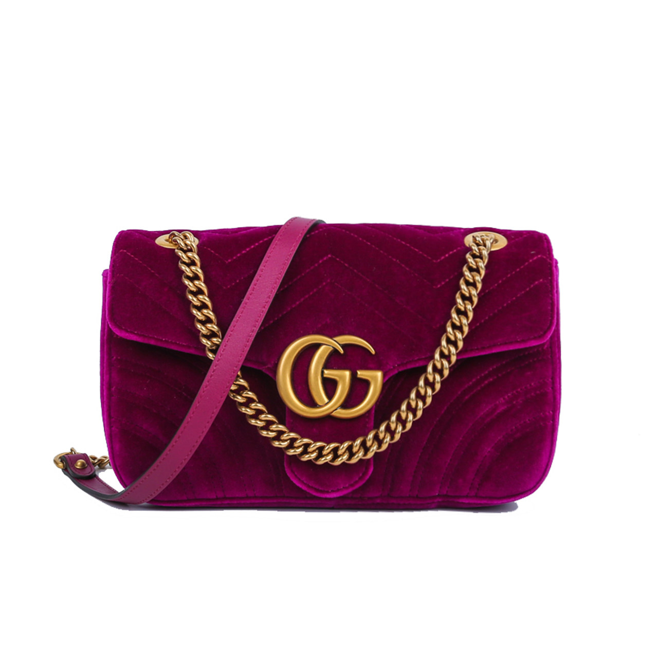 [9.9新]古驰gucci女士紫色丝绒marmont单肩斜挎包aab1912012