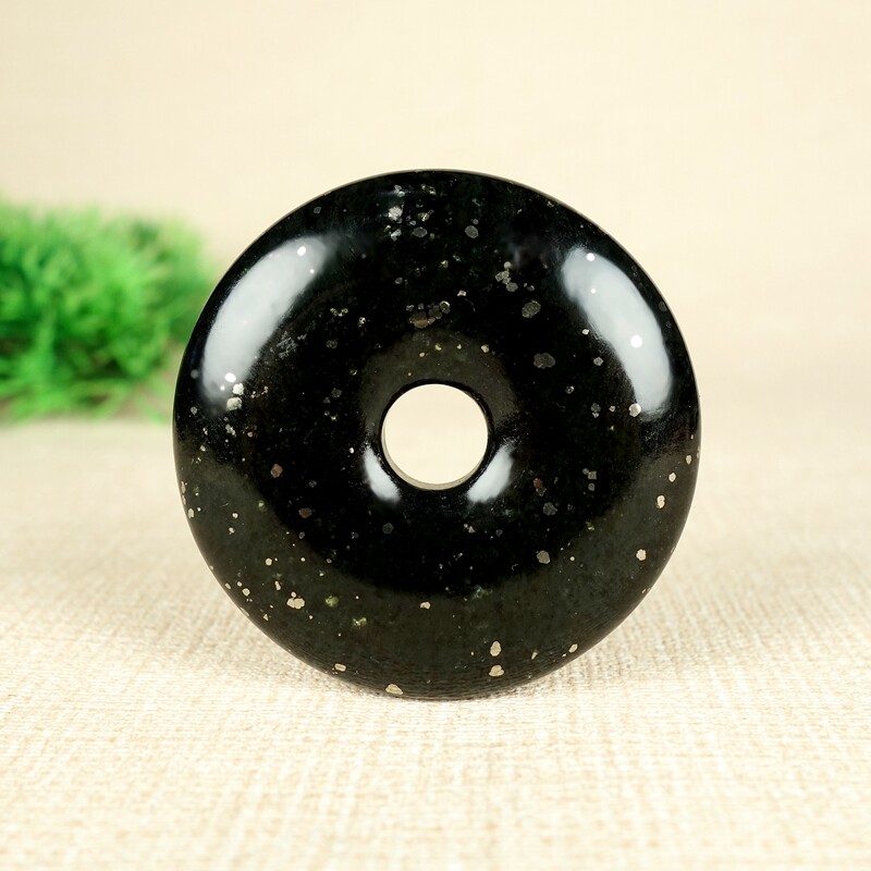 降至一元限7件【时来运转】和田玉金星墨玉吊坠41.65g