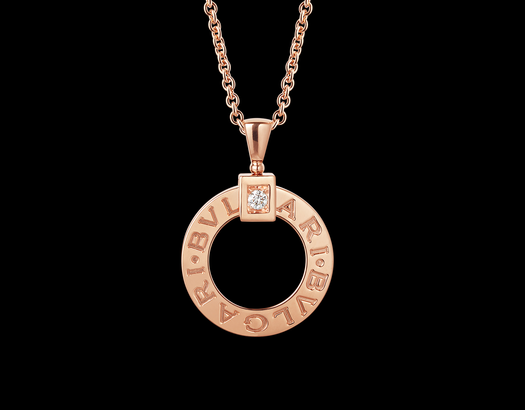 九九新 bvlgari/宝格丽344492 cl854894玫瑰金圆形镶钻项链