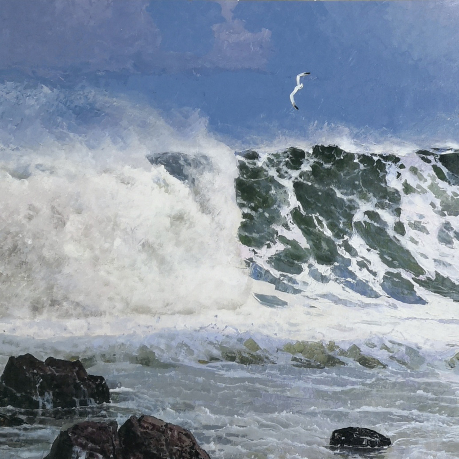 朝鲜 客厅装饰画功勋画家李光《卷浪》 小芃画廊风景d