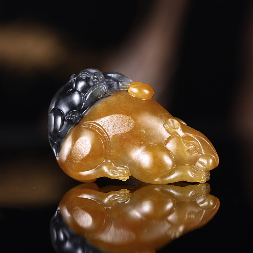 双十一苏工作品代代数钱新疆和田籽料吊坠精雕十二生 肖鼠挂件 sa