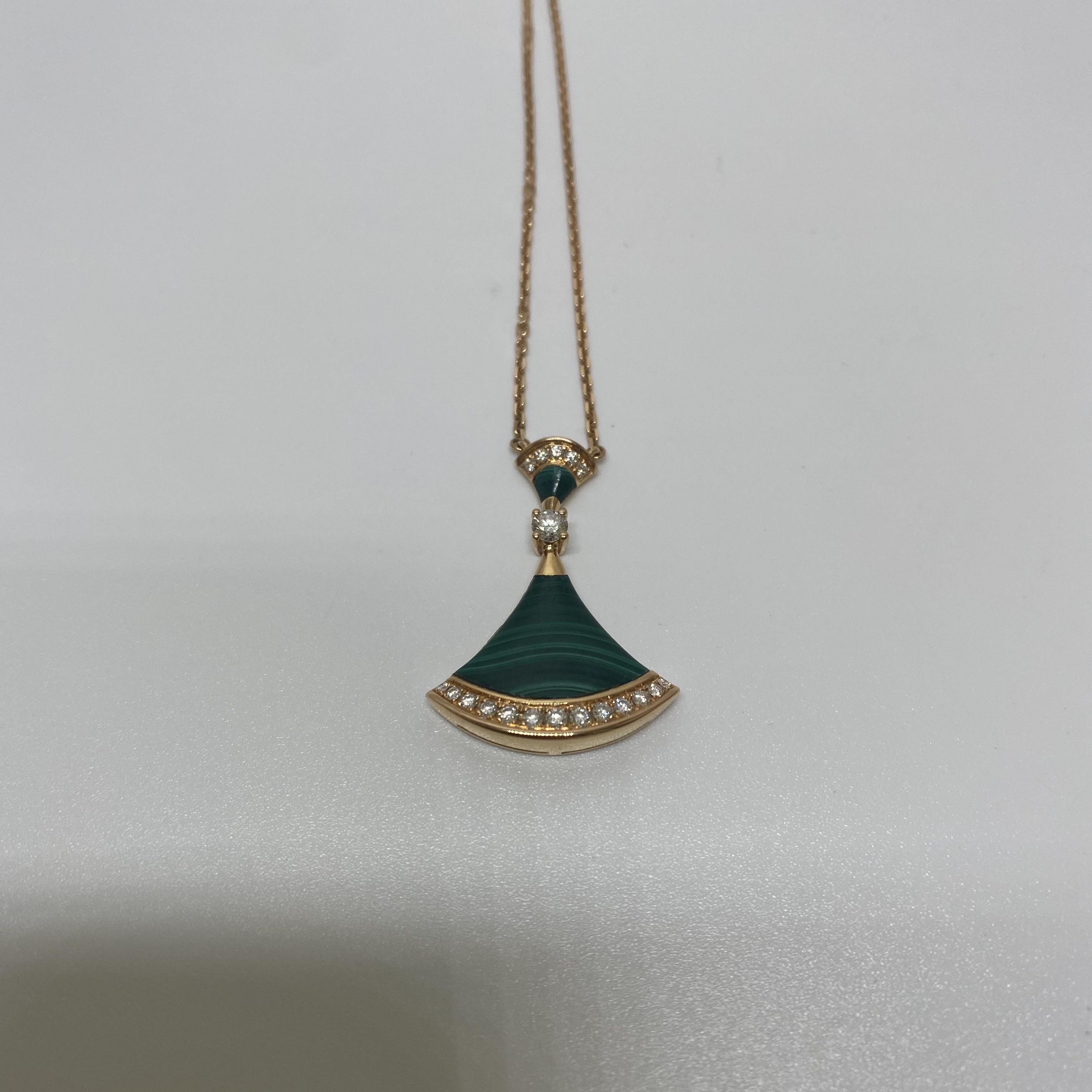 98新bvlgarl宝格丽孔雀镶钻玫瑰金扇子项链吊坠