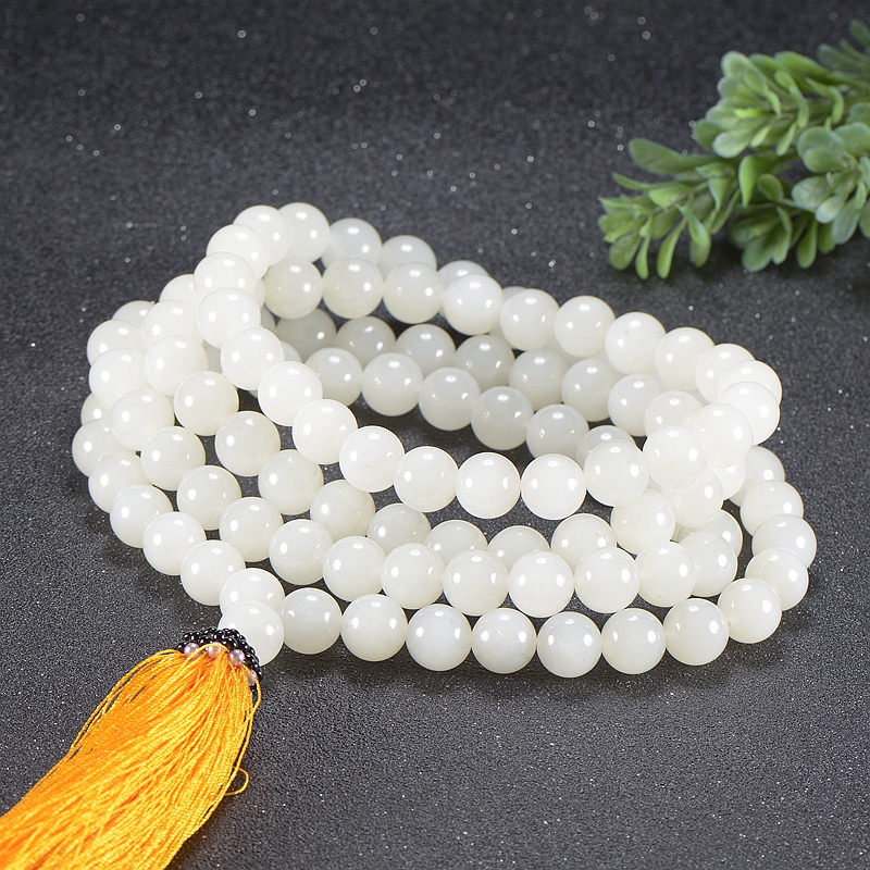 108粒 质地温润 和田玉 白玉 念珠 佛珠 手串 手链 项链 300克