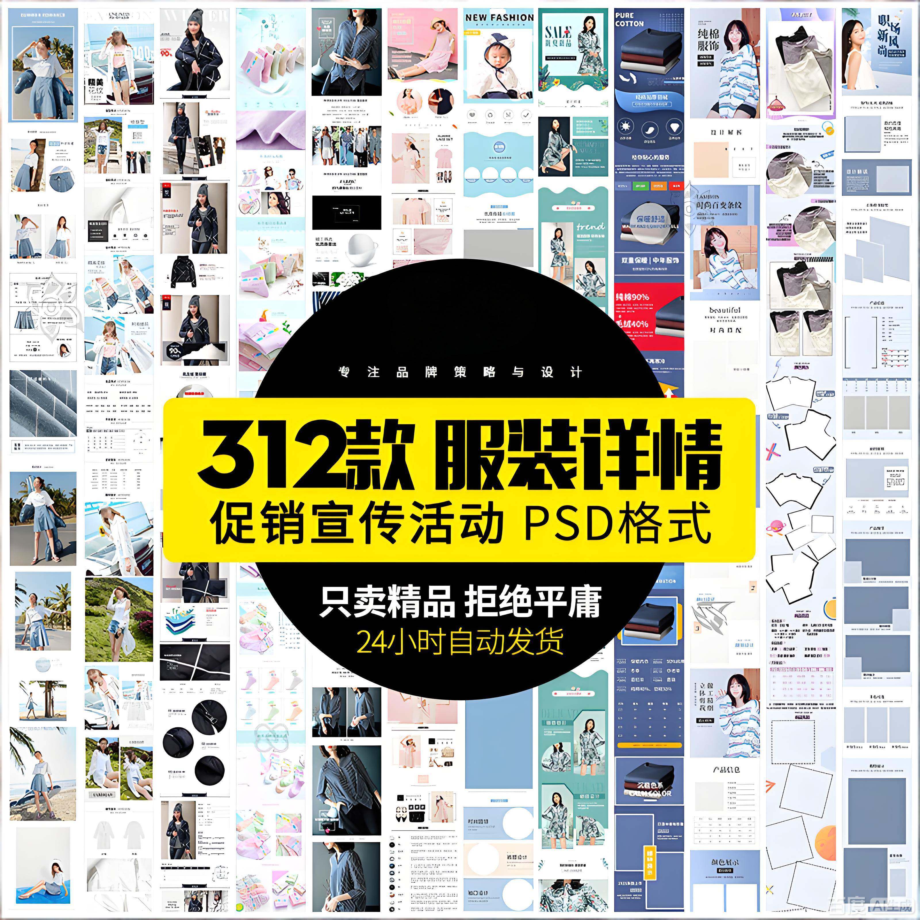 电商淘宝店美工女装服装服饰详情页尺码细节展示设计psd素材模板