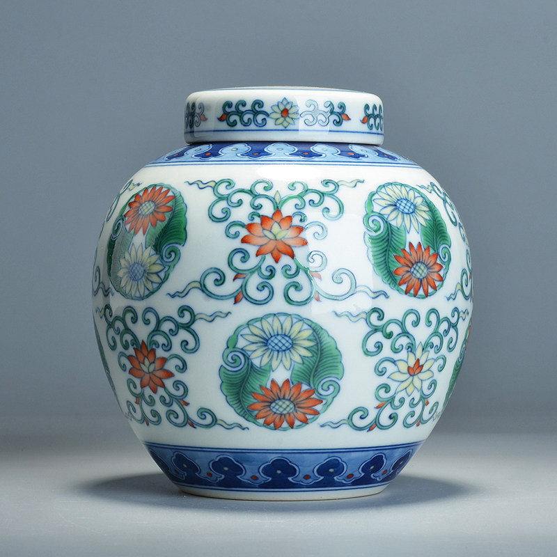 【格物】一比一复刻经典 仿清雍正斗彩团菊纹天字罐茶叶罐