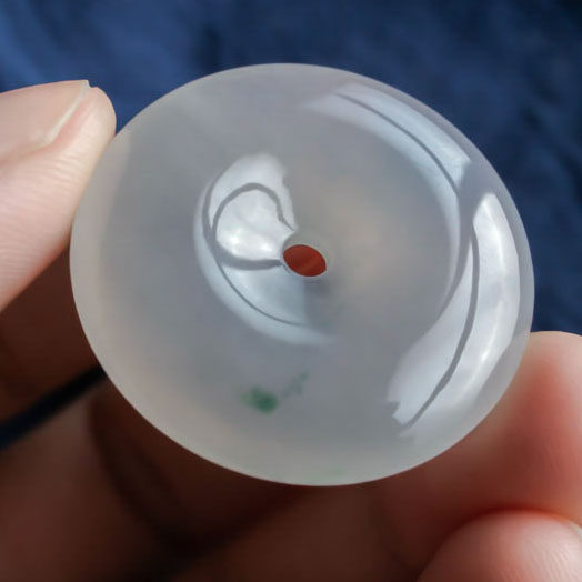 拍卖x捡漏老坑起胶冰飘花翡翠平安扣吊坠12.13g