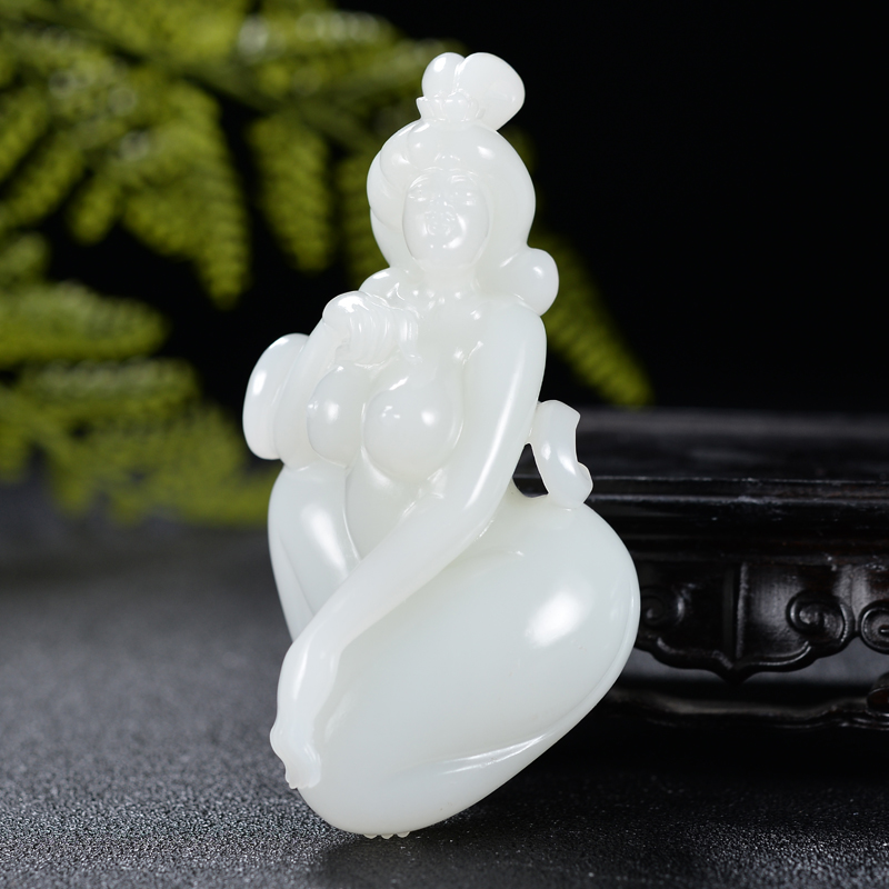 【羊脂玉 美人如玉】和田玉超油润细润 美女手把件 139.722克c