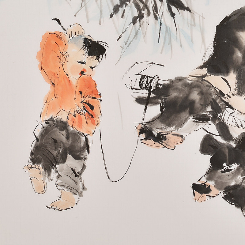 尹和平《牧乐图》省美协会员 当代乡土童趣绘画大师