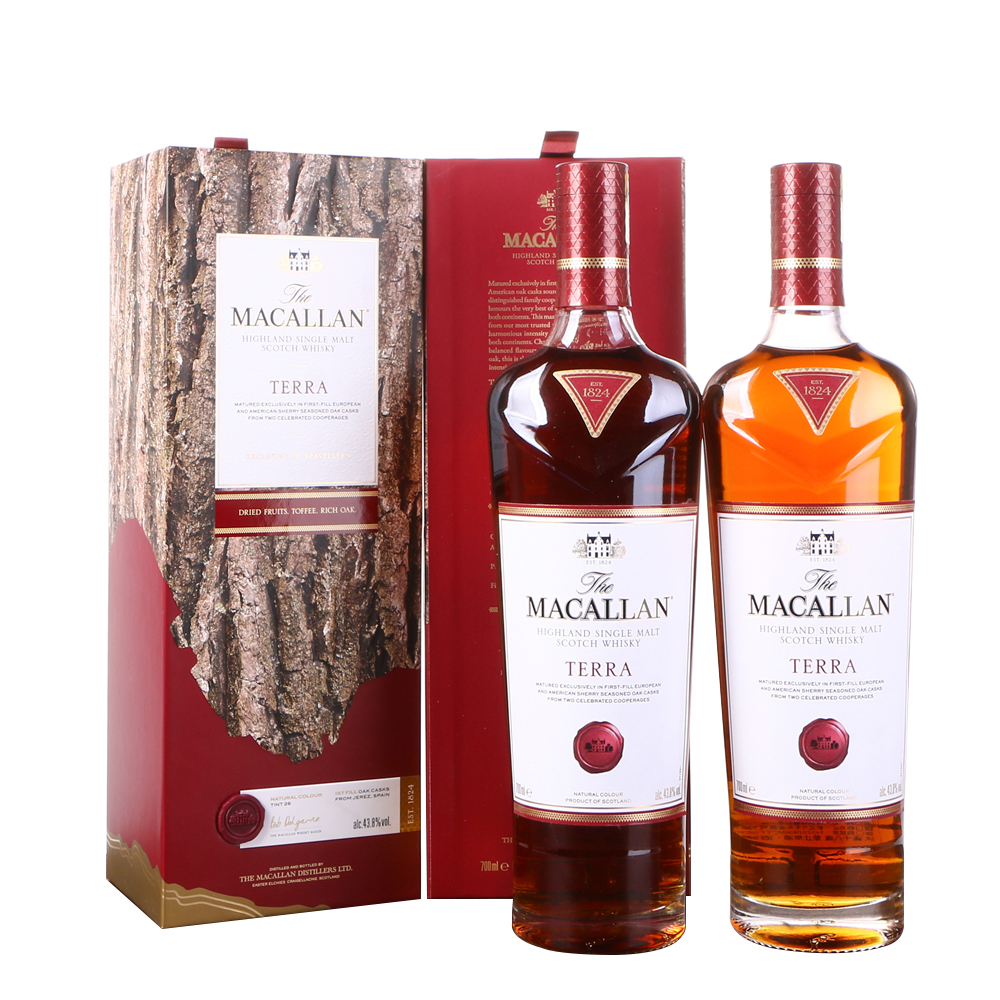 macallan麦卡伦1824系列terra单一麦芽苏格兰威士忌43.8度*2瓶