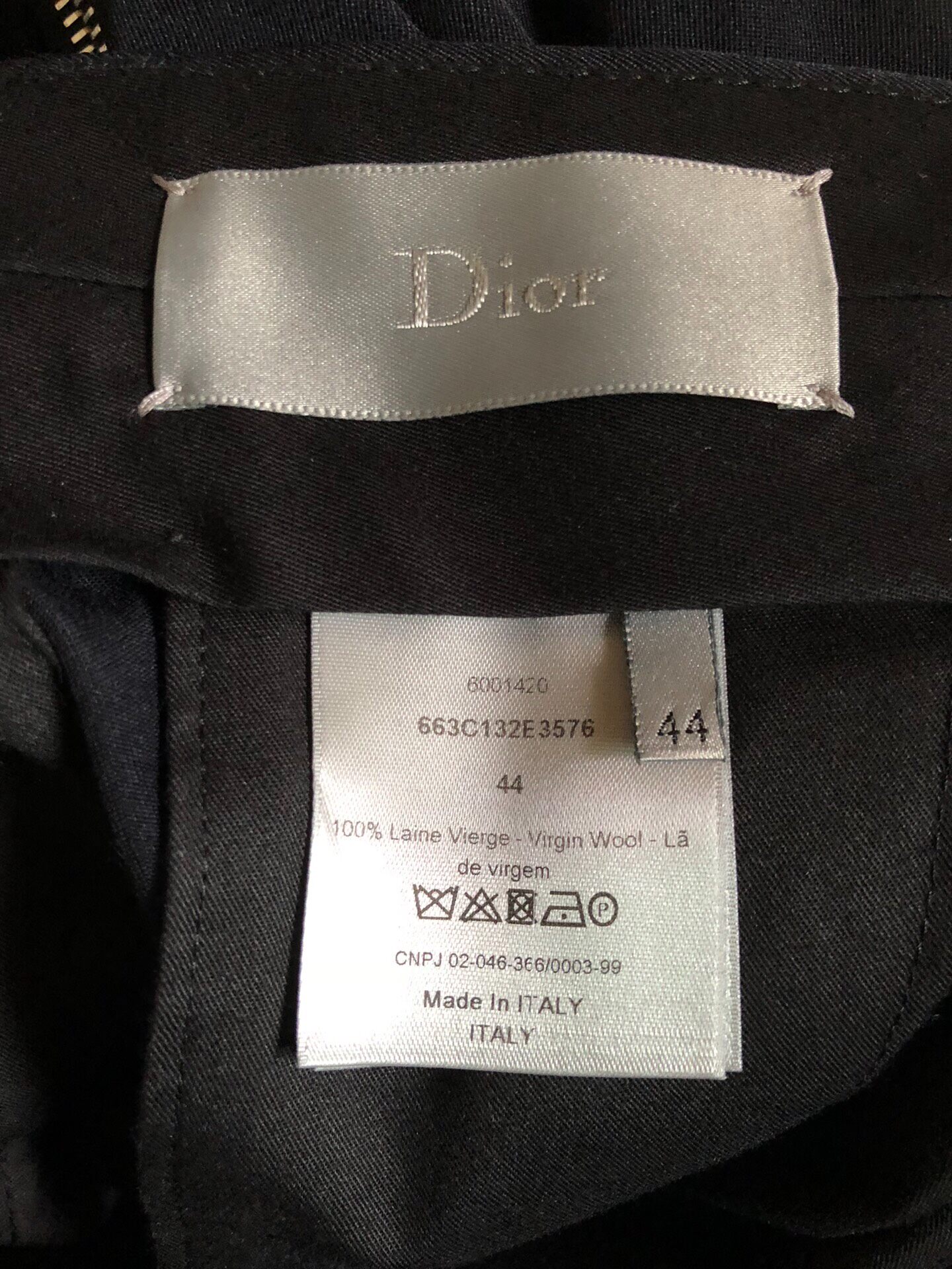 Dior Homme 6 Zip Wool Workwear Pants — detail