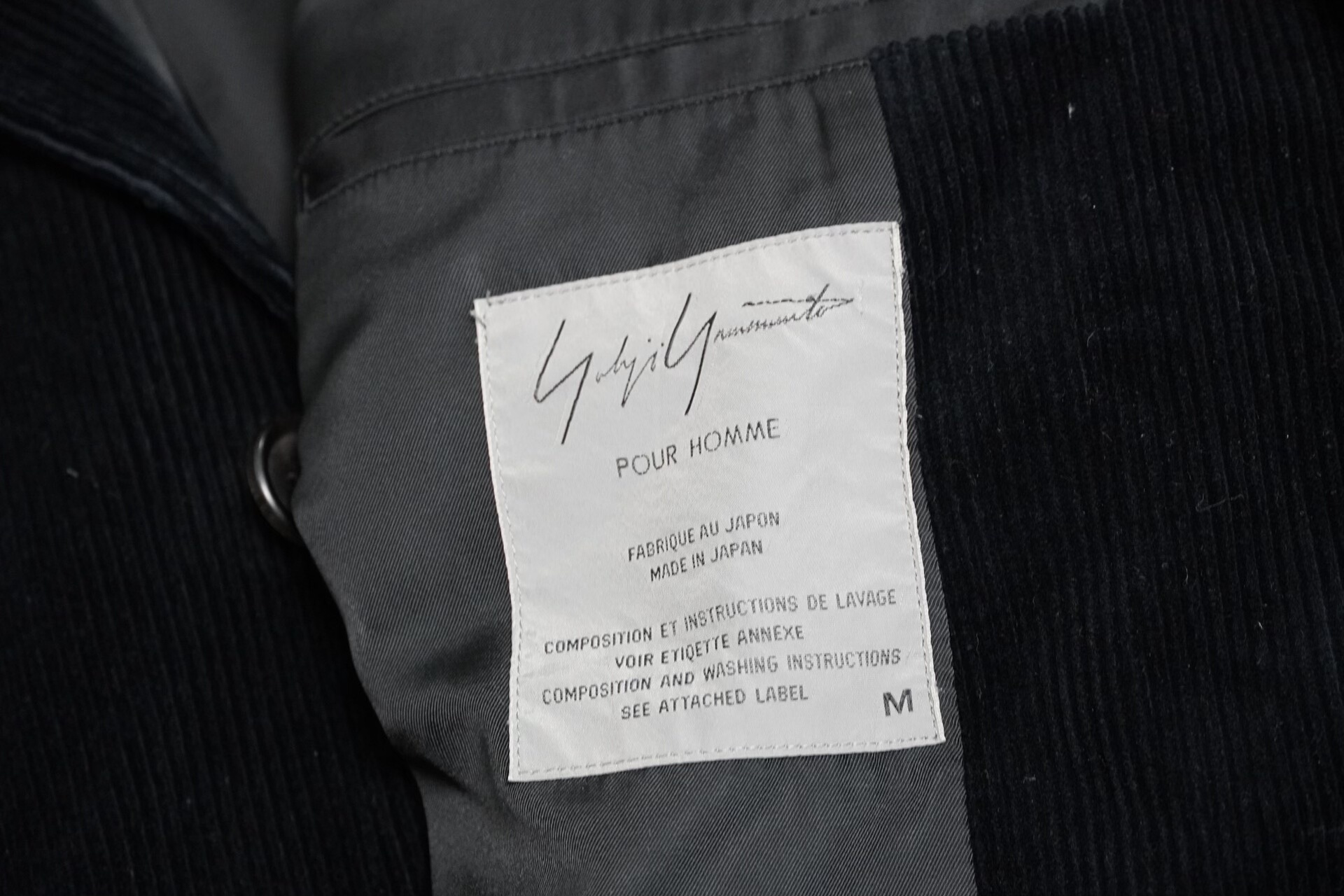 Yohji Yamamoto 93AW Corduroy Coat — back