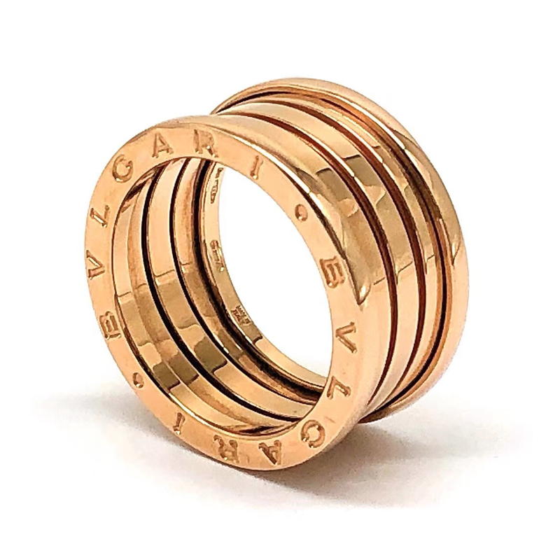 99新bvlgari宝格丽bzero1玫瑰金四环弹簧戒指58号公价21500