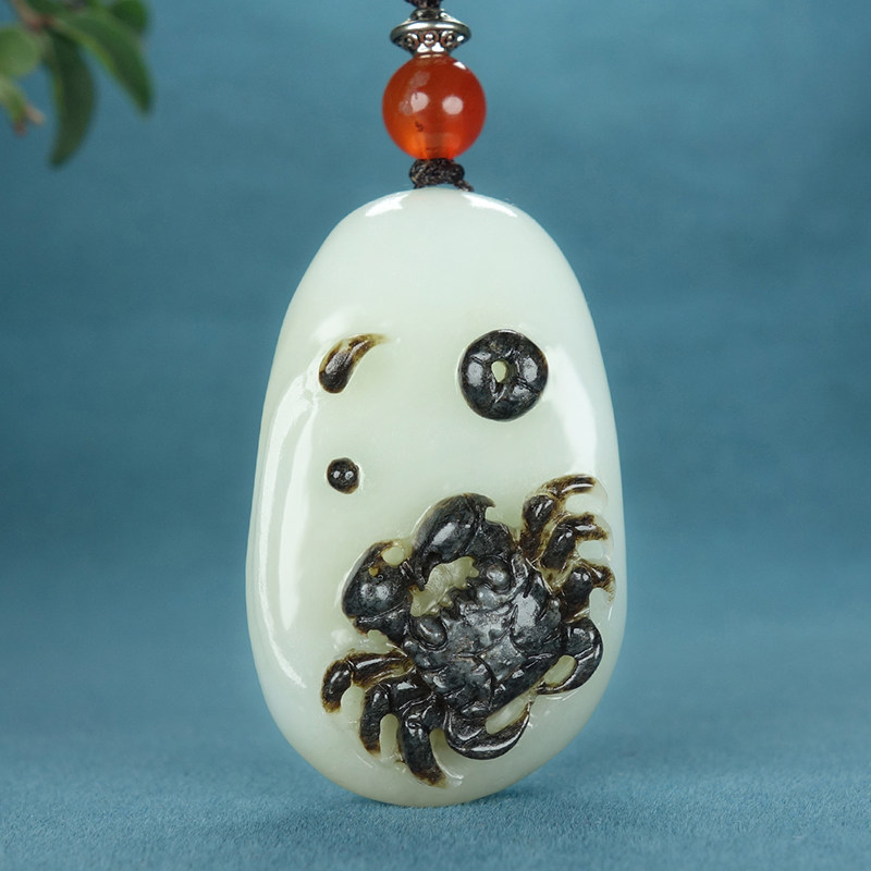 王朝安玉雕工作室 【免保】富甲一方 省级大师王朝安和田玉白玉螃蟹