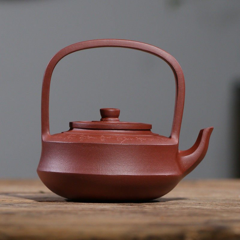 【玉璧提梁】宜兴原矿紫砂 手工制作握把舒适正宗宜兴紫砂壶