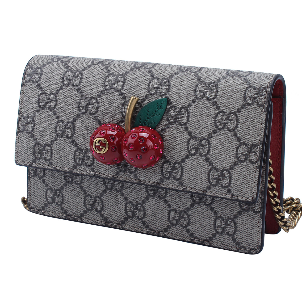 [9.9新] 古驰 樱桃迷你小方包链条女士单肩斜挎包