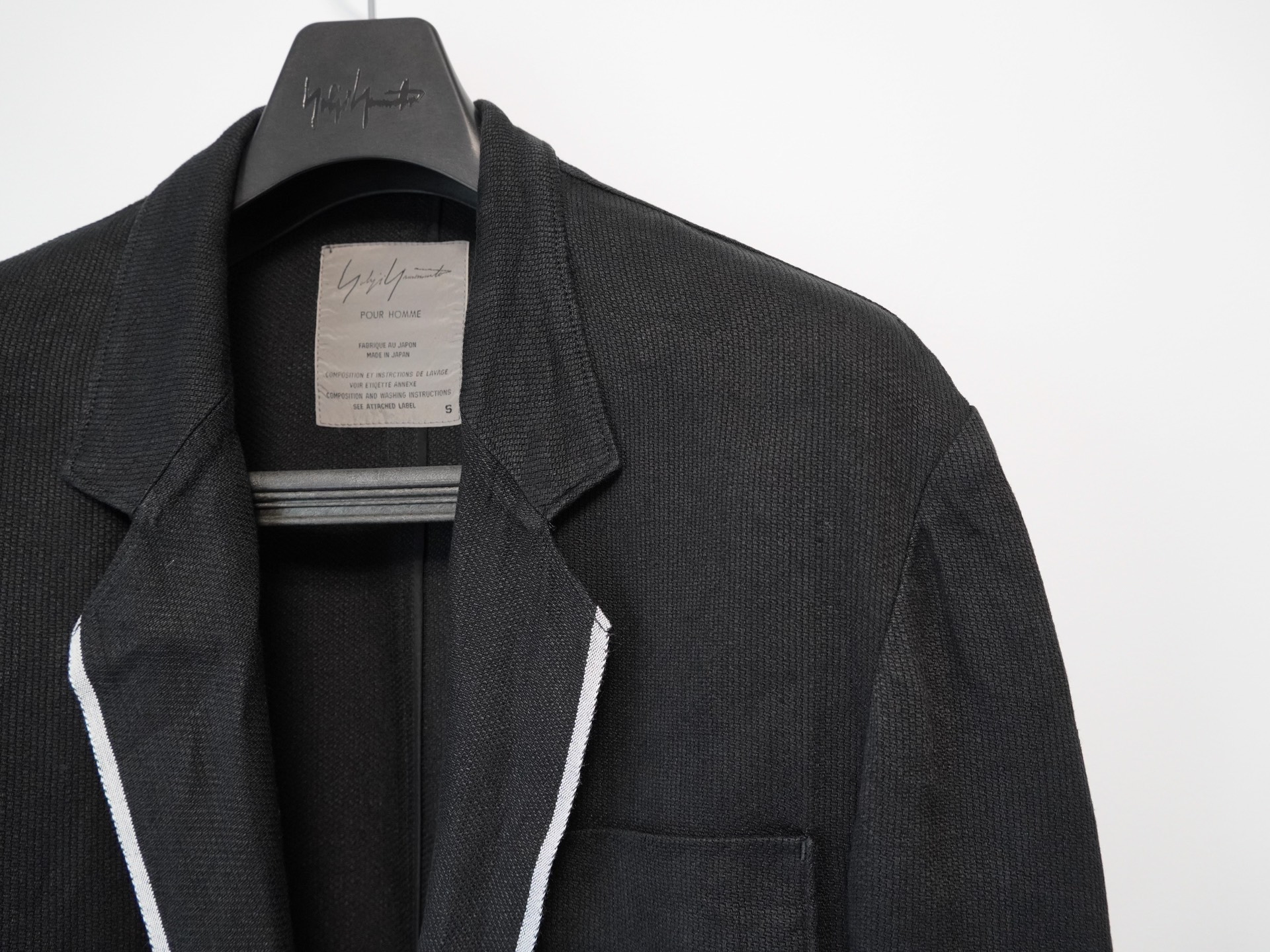Yohji Yamamoto 1990SS White Trim Twill Jacket — detail