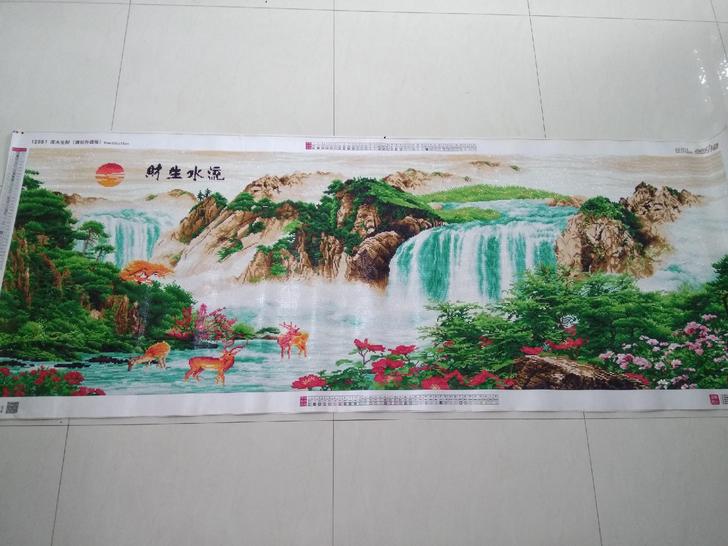 丝绢满钻画流水生财200cm*75cm