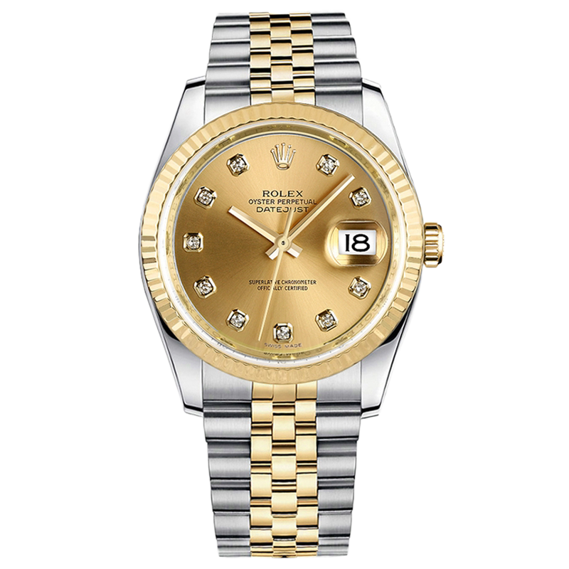 [9.5新]劳力士日志型18k黄金/钢自动机械手表男116233二手正品