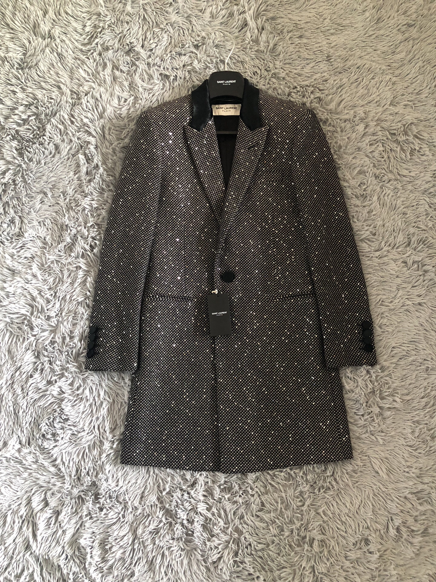 Saint Laurent 18FW Sequin Embroidered Coat