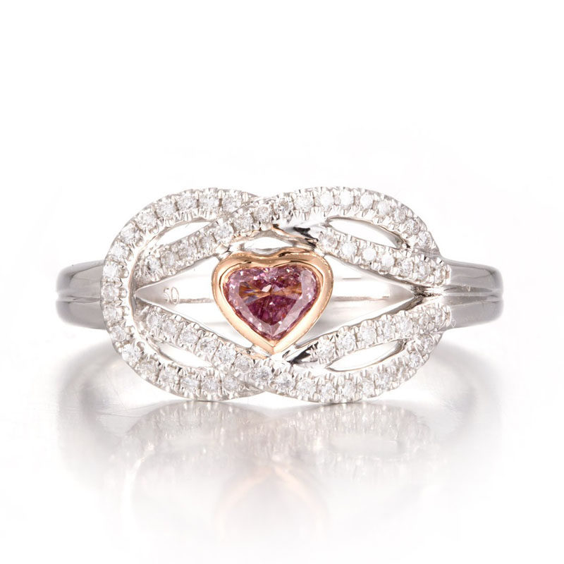 【心形gia钻戒】0.14克拉钻fip-p粉钻gia证书18k金钻戒187