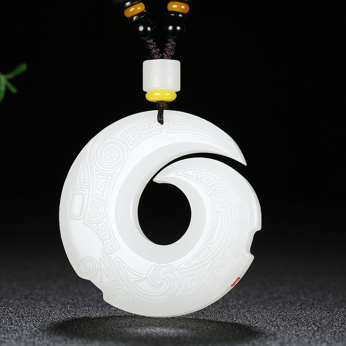 【羊脂白玉】时晓铎工作室和田玉时来运转仿古玉璧吊坠碗48.767g