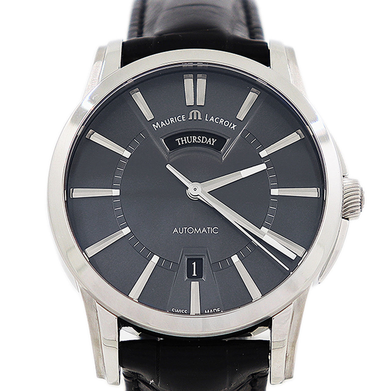 【99新未使用】艾美 钢 日期显示自动机械男表pt6158-ss001-23e-1