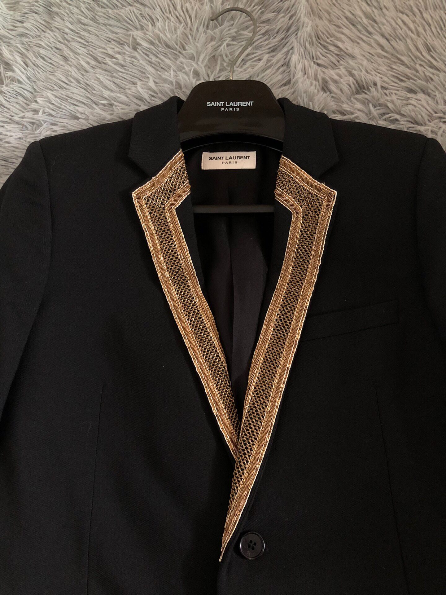 Saint Laurent Gold-Thread Wool Blazer — front