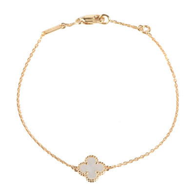 [9.9新]梵克雅宝vca白贝母黄金单花手链