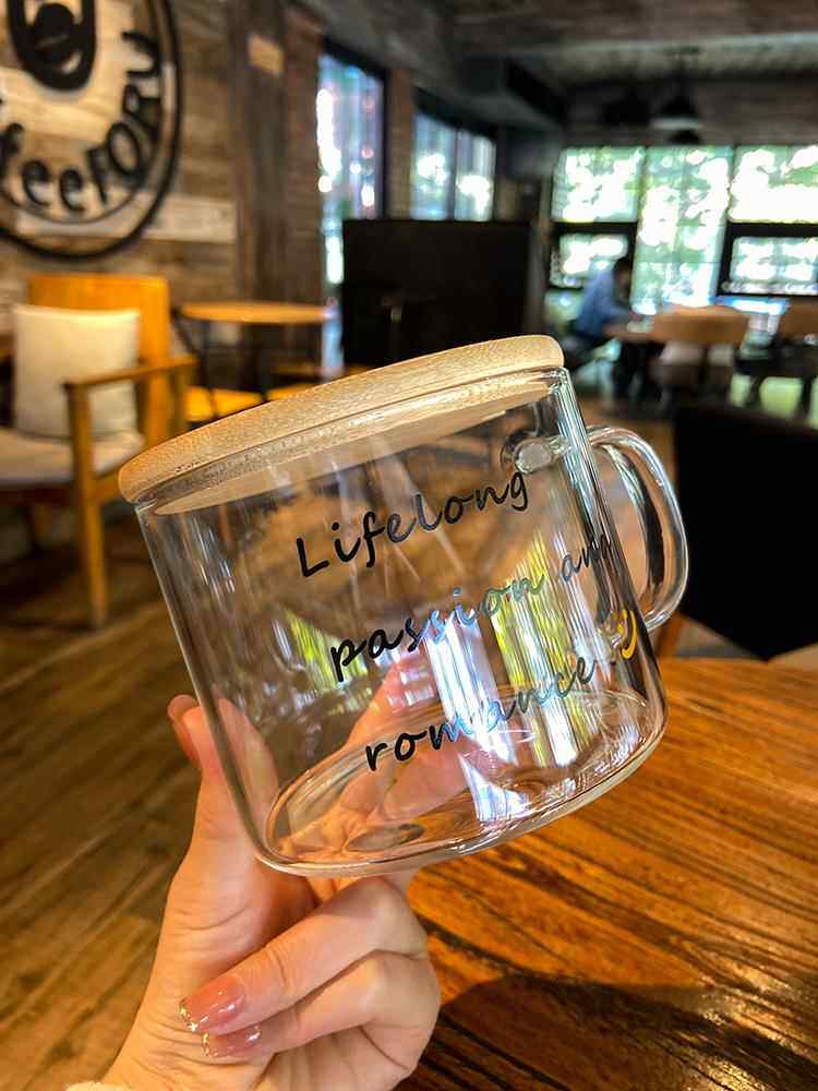 玻璃杯带盖子勺手柄咖啡杯耐热玻璃杯子牛奶杯ins风燕麦早餐杯水