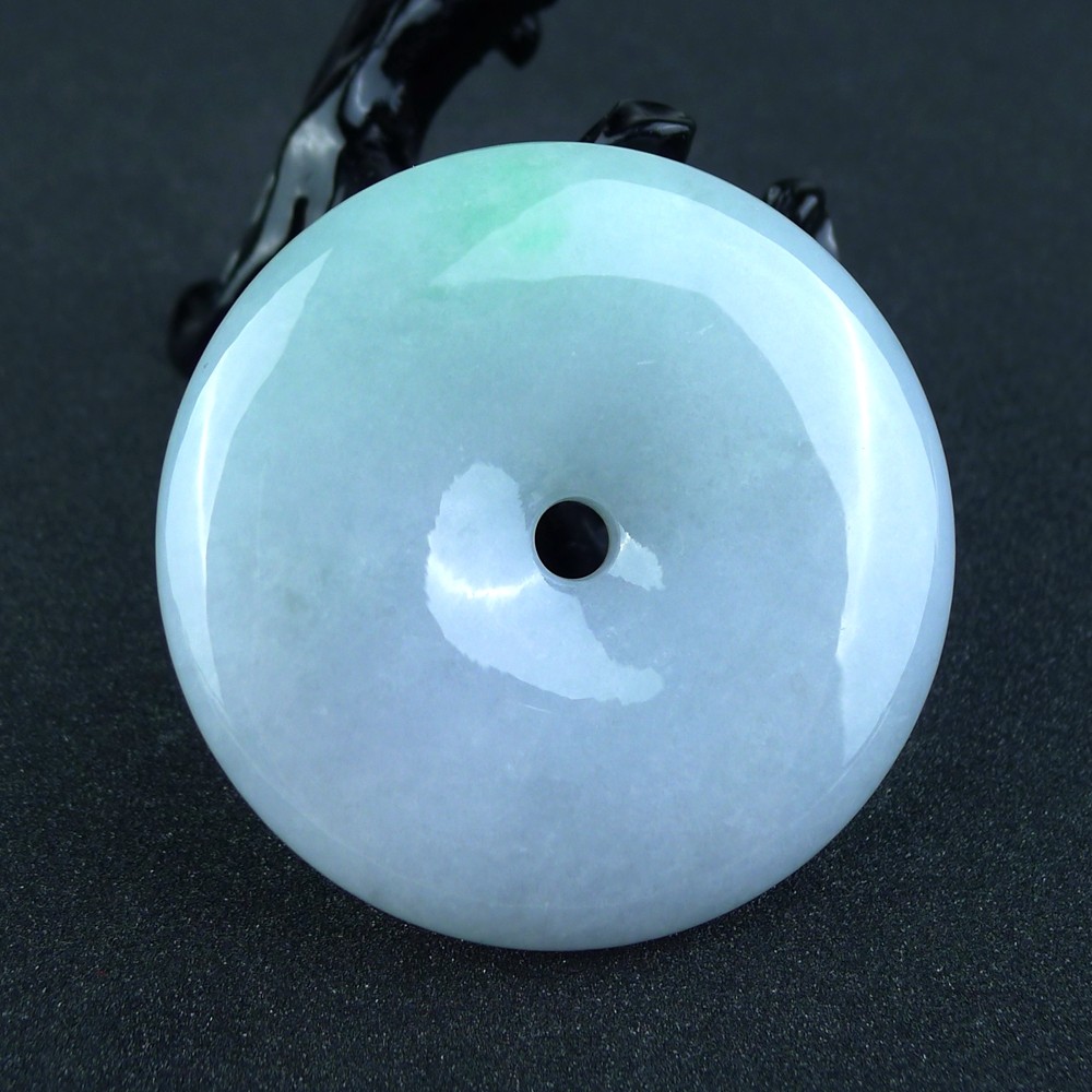 天然缅甸a货老坑冰糯种翡翠大件厚装飘绿平安扣吊坠挂件98.36g