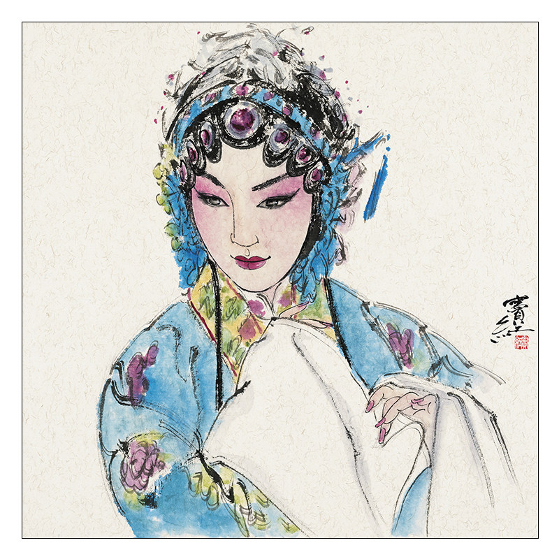 窦红《京剧人物》水墨人物国画拍卖 中美协会员 - 拍卖