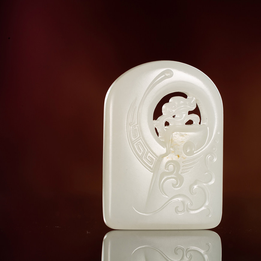 苏州玉雕馆 中国玉石雕刻大师蒋喜作品新疆和田玉籽料恒春如意男款